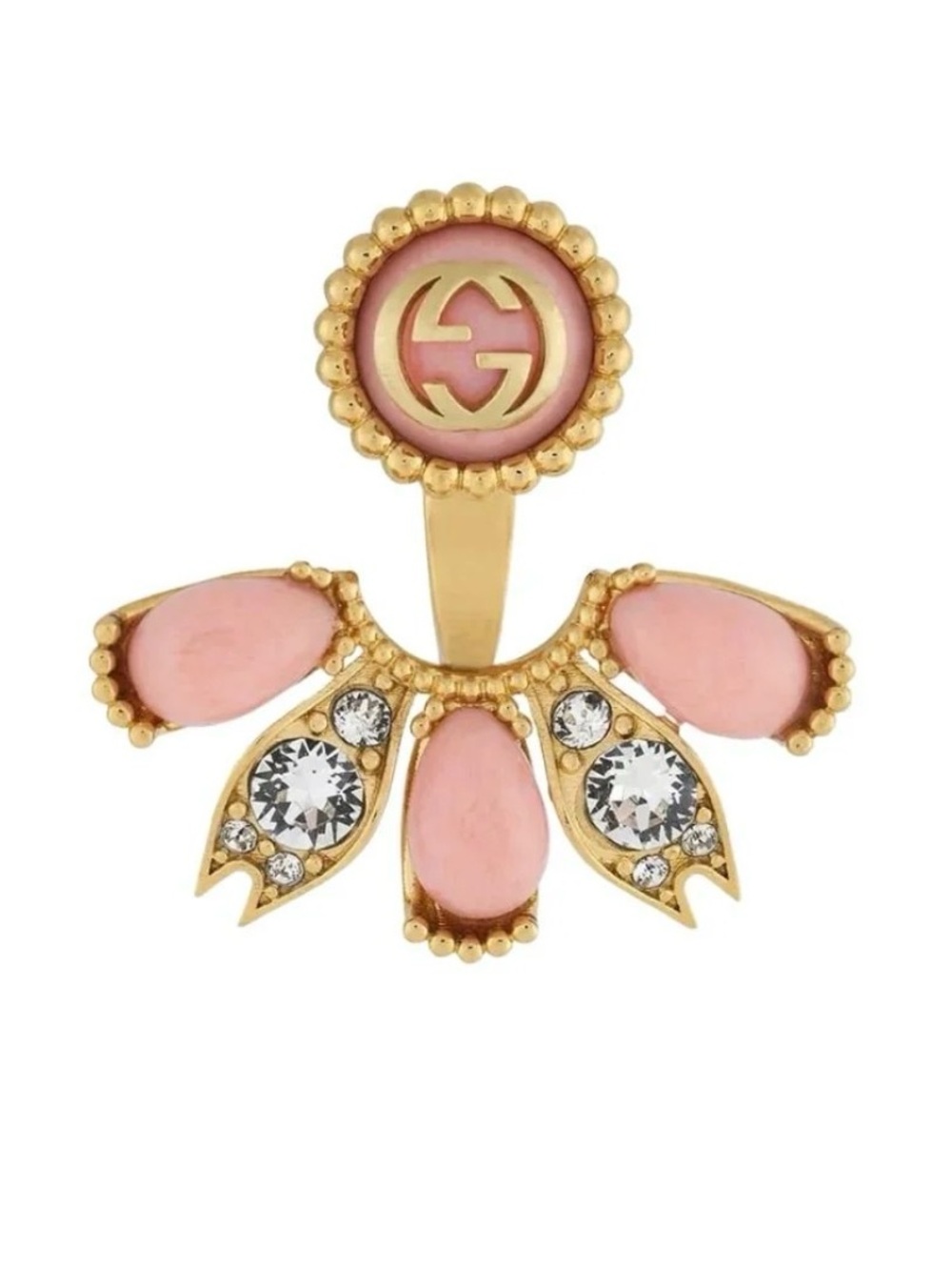 Gucci Pink Enamel and Crystal Gold-Tone Single Earing